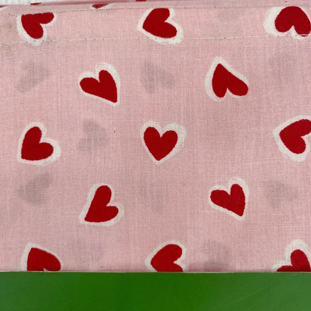 Kate Spade Sheet Set FULL Pink Red Brushstroke Hearts 100% Cotton Valentines